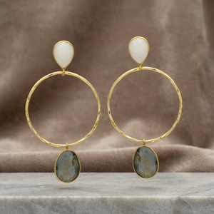 New Arrival Gold Plated <b>Silver</b> <b>Drop</b> <b>Earrings</b> with Quartz Gemstone Unique Design for Wedding & Party Occasions - Product Image 3