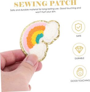 Custom Eco-Friendly DIY Self Adhesion Press-On <b>Rainbow</b> Pattern Clothing Repairing <b>Sequin</b> Embroidered Chenille Garment Embroidery - Product Image 4
