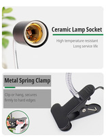 Lampe chauffante double tête pour tortues, lézards et autres reptiles avec LED UVA/UVB à minuterie automatique et supplément de calcium