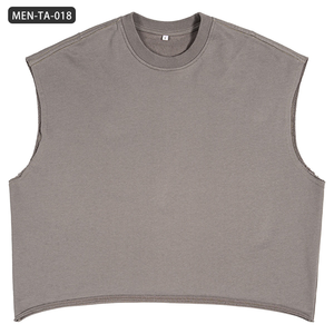 Hombres Boxy recortado de secado rápido de algodón acanalado Logotipo de impresión personalizada verano camiseta sin mangas camisetas deporte gimnasio chaleco camiseta sin mangas hombres - Product Image 5