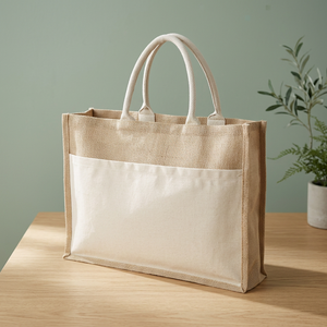 Borsa Tote in Juta Mumbay 18L Senza Marca, Ecologica e Riutilizzabile, con Manici Lunghi, in Tessuto Liscio/Stampato, per Uso Quotidiano e Shopping, Modello 119526-1 - Product Image 3