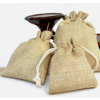 Logo personnalisé naturel petit lin chanvre jute sac à cordon promotionnel mousseline plaine jute pochette sac