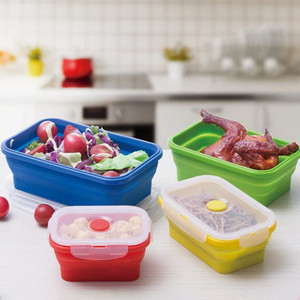 Silicone Food Storage Containers with Lids Collapsible <b>Meal</b> <b>Prep</b> Lunch Containers Bento Boxes - Product Image 6