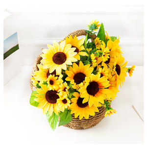 Girasol Artificial con 7 Cabezas de <span class=keywords><strong>Flores</strong></span> de Seda Artificial, Girasol Artificial de Tacto Real - Product Image 5