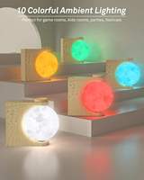 Lampe lunaire en plastique lumineuse LUMINOVA, réveil LED 8 couleurs, double alarme, fonction snooze, 10 sons naturels [Économie d'énergie]