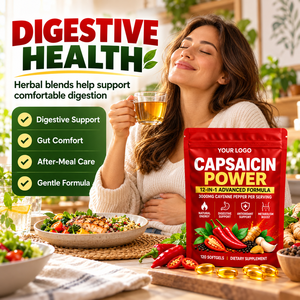 Cápsulas Blandas de Ginseng y Capsaicina, Fórmula Limpia, Vegana, Sin Gluten, Apoyo Antioxidante, Promueve la Digestión, Venta al Por Mayor de Fábrica OEM ODM - Product Image 2