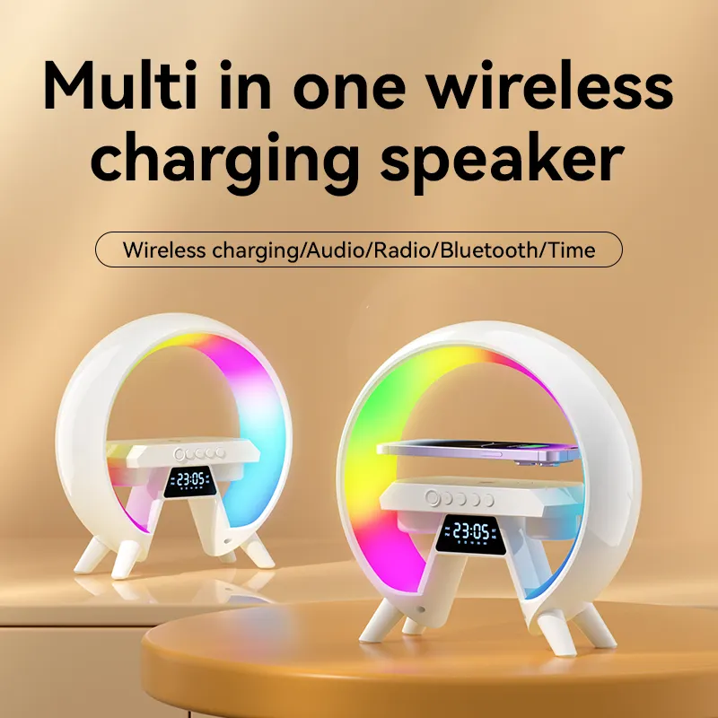 Nuovo miglior regalo sveglia caricabatterie Wireless con altoparlante luce notturna colorata caricabatterie Wireless per telefono cellulare per caricabatterie IPhone 14