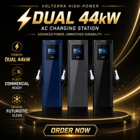 Station de recharge AC pour véhicules électriques 22W, niveau 2, chargeur mural commercial, double pistolet, triphasé 380V, écran tactile
