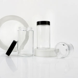 Nuevo Modelo de Frasco Transparente de Boca Ancha y Lados Rectos, Botella de Almacenamiento de 10 oz, 18 oz, 300 ml, 560 ml, Frasco de Vidrio con Tapa Negra - Product Image 5