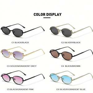 Lunettes de soleil vintage 2025 avec logo personnalisé, monture métallique, verres dégradés UV400, petites lunettes de soleil ovales œil de chat pour hommes et femmes - Product Image 4