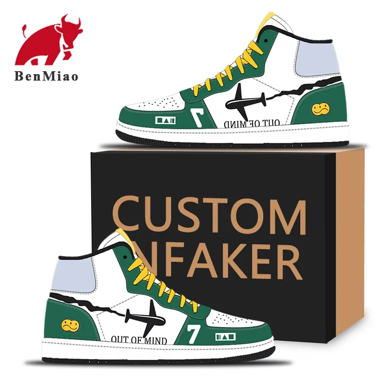 Grosir produsen merek asli sepatu Sneakers olahraga basket pria High Top kustom sepatu kasual dengan Logo