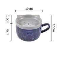 Tasse à café en céramique gaufrée à motif animal mignon avec couvercle, adaptée aux adultes et aux enfants