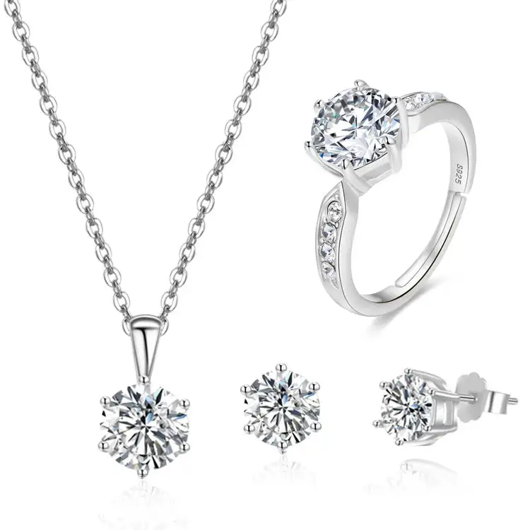 Набор минималистских свадебных украшений, оптовая продажа, 925 стерлингового серебра, кубические циркониевые подвески, бриллиантовое ожерелье