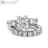 Ensemble de bagues de fiançailles Tianyu Gems avec diamant taille radiant, monture pavée en or blanc 14 carats, bijoux classiques pour femmes