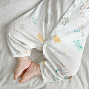 Combinaison pour bébé à manches courtes et jambes longues, en coton pur fin, respirante, combinaison d'été unisexe, classe A - Product Image 4