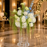 Centres de table de luxe modernes en soie artificielle, roses et hortensias, pour réceptions de mariage, vert et blanc, personnalisables, haute qualité