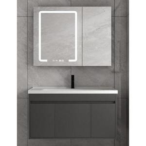 Mueble de Baño de Madera Maciza Gris de 48 Pulgadas CR con Espejo Inteligente y Lavabo de Cerámica de una Pieza - Product Image 2