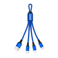 Kabel Pengisi Daya Mikro 3-in-1 2A Tipe-C Berbahan Nilon Kepang dengan Logo Laser Murah untuk Aksesoris Ponsel, Hadiah Promosi