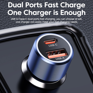 Toocki Ring Ambient Light Car Fast Charger Qc3.0 Dual Aluminio Metal Car Charger Simple Pd Fast Car Charger Fast - Product Image 2