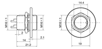 M16-(2-9)E1 Conector de enchufe de placa redonda de doble rosca redonda Receptáculo Enchufe hembra Copa de soldadura de montaje en panel no constante