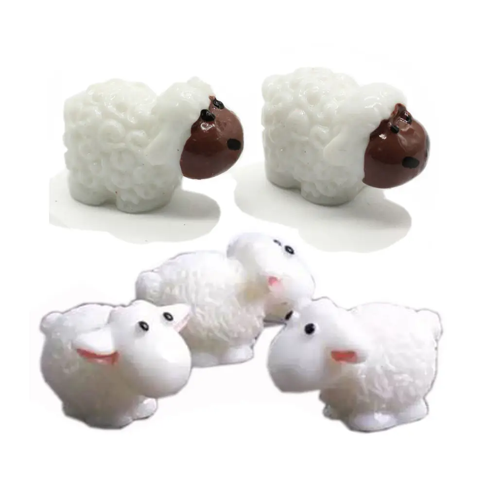 3D White Sheep Resin Bead Diy Art Supplies Cute Animal Cabochon Charms Jewelry Making Ornament Fairy Garden Accessories