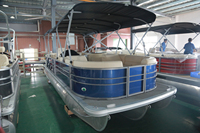 Bateau ponton sportif en aluminium de 24 pieds avec auvent bimini, haute vitesse, pour la pêche et les loisirs, capacité 10-12 passagers, modèle 2026