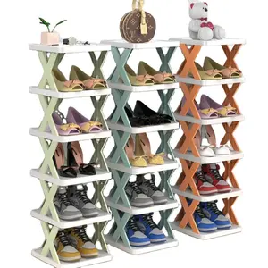 Rak sepatu rumah murah, hemat tempat, rak sepatu plastik kreatif multi-lapis sederhana, lemari sepatu kecil