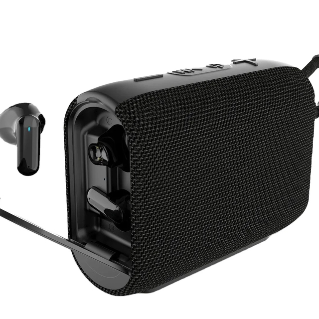 Portable Wireless Surround Sound 2-in-1 Speaker and Earbuds Wireless Bluetooth Speaker Music Player