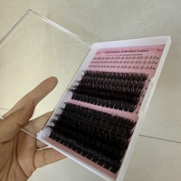 Kit Bulu Mata Cluster DIY Buatan Tangan Grosir, Mix D Curl Alami, Logo Kustom, Label Pribadi