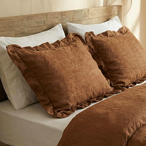 <span class=keywords><strong>Housse</strong></span> <span class=keywords><strong>de</strong></span> <span class=keywords><strong>couette</strong></span> en <span class=keywords><strong>lin</strong></span> brun avec bordure à volants, ensemble <span class=keywords><strong>de</strong></span> literie en <span class=keywords><strong>lin</strong></span> lavé doux, décoration <span class=keywords><strong>de</strong></span> chambre rustique style ferme - Product Image 5