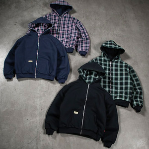 Giacca a Doppio Strato Reversibile in Flanella a Quadri, Felpa Oversize 2-in-1, Felpa Tartan con Zip Bidirezionale - Product Image 1