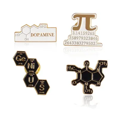Personalizado Química Matemática Molecular Ciência Estudante Presente Acessórios Metal Baked Lacquer Brooch Badges Hard Enamel Pins