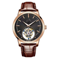 Montre automatique de luxe pour homme à cadran squelette tourbillon, bracelet en cuir 20 mm, marque privée, Hangzhou Daily