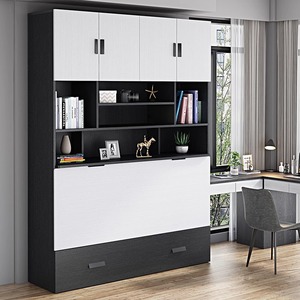 <span class=keywords><strong>Lit</strong></span> mural pliable de qualité professionnelle, moderne et minimaliste, avec armoire de rangement pour le bureau et la chambre à coucher - Product Image 3