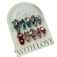 Ongles à presser de Noël pour couple, faits main, motif ciel étoilé, lot de 10 pièces