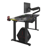 Bureau debout pliable ergonomique réglable en hauteur à un moteur et deux niveaux, noir, avec éclairage RGB et fibre de carbone – Meilleures ventes