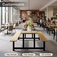 Tables et bancs de salle à manger modernes de haute qualité et durables, en bois et métal, avec structure tubulaire, pour usage commercial