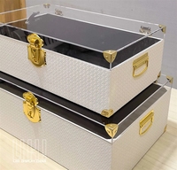 Ensemble de deux boîtes de rangement rectangulaires avec couvercles en acrylique, fermoirs plaqués or, moulées par injection, écologiques et durables pour l'emballage de cadeaux