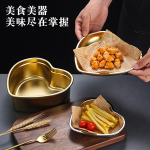 304 Stainless Steel Heart Shaped Snack Plate Dessert Bowl Microwave Safe For Kids And Hotel Meals - Product Image 1