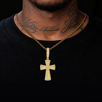 Gioielli Hip Hop in Argento Sterling 925 con Moissanite VVS, Design Personalizzato con Pepite d'Oro, Ciondolo Croce Cristiana Latina per Uomo