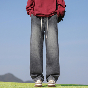 กางเกงทรงตรงผู้ชายแนวสตรีทย้อนยุคลำลองกางเกงทรงตรงสำหรับฤดูใบไม้ผลิและฤดูร้อนโลโก้ตามสั่ง - Product Image 5