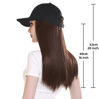 Casquette de Perruque Chapeau Synthétique Bob Court Lisse Bouclé de Haute Qualité Personnalisée avec Cheveux, Noir, Vente en Gros