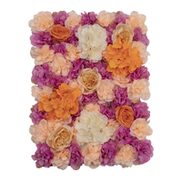 Panneau mural de fleurs artificielles en tissu, haut et réaliste, avec fond en tissu, rangée de plantes blanches et violettes, toile de fond de mariage personnalisable
