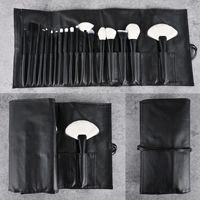 Ensemble de pinceaux de maquillage professionnels en poils synthétiques OEM, marque privée, noir, avec sac