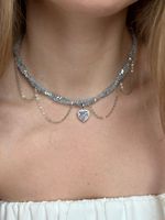 Nouveauté Collier Y2K en perles de pierre naturelle bleue cristalline avec chaîne à pampilles multiples et perles d'eau douce, bijoux maximalistes pour femme