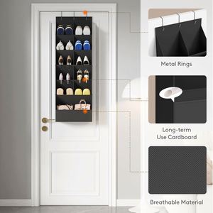 High Quality Modern Style 15-Pocket Door <b>Shoe</b> Organizer Stainless Steel Metal Fabric <b>Rack</b> New Release <b>Foldable</b> Convenient - Product Image 4