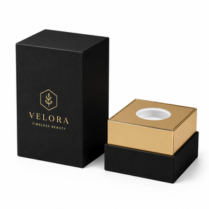 Boîte d'emballage de luxe pour cosmétiques et parfums en papier d'art rigide C2S, pelliculage mat, dorure à chaud pour coffrets de soins de la peau haut de gamme - Product Image 1
