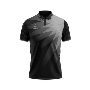 Black-Gray Gradient <b>Geometric</b> Pattern Soccer Polo Tee Button Collar Men Soccer Jersey Exquisite Workmanship Short Sleeve Top - Product Image 1