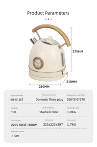 Hervidor Eléctrico de Diseño Compacto de 2200w, Estilo Retro, Elementos de Acero Inoxidable, Ebullición Rápida - Product Image 6