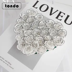 Tondo-caja de acrílico transparente con forma de corazón para guardar Flores, ramo de flores, regalo, con bolsa de mano